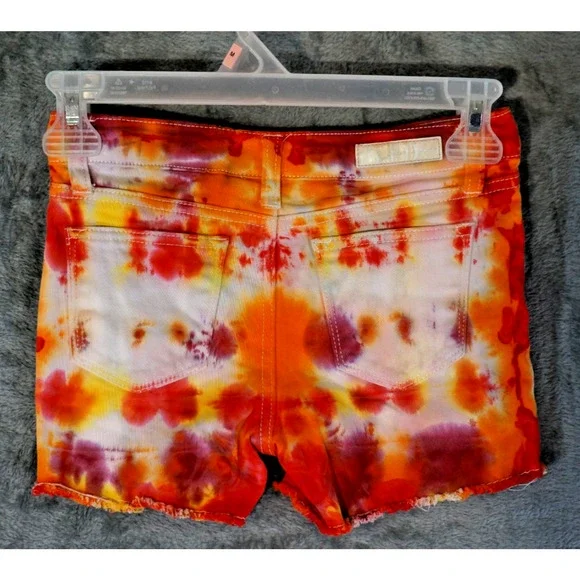 Tommy Bahama Girls 10 Artisan Hand Dyed Cutoff Shorts Red Orange Yellow Fire Gri - Picture 8 of 11